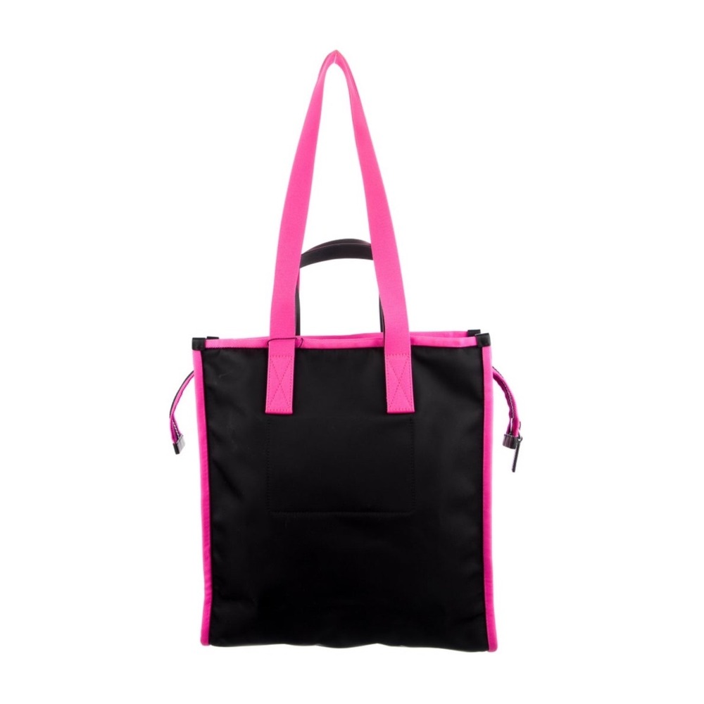 MARC JACOBS Black Nylon Neon Pink Trim Large North South Tote Bag Handbag - Picture 2 of 8